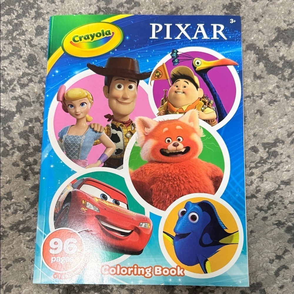 Crayola Pixar Coloring Book with Blue and Red Accents